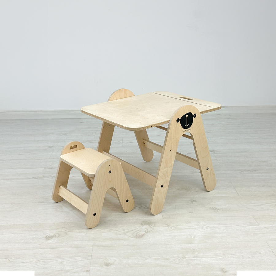 Massam Ayı Figürlü  Ahşap Aktivite Masası Outlet